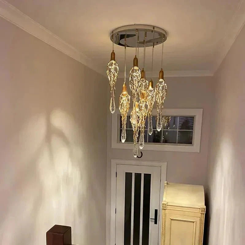 Stairwell Branch Strata Crystal Spiral Chandelier - Copper5 Lightscasivra