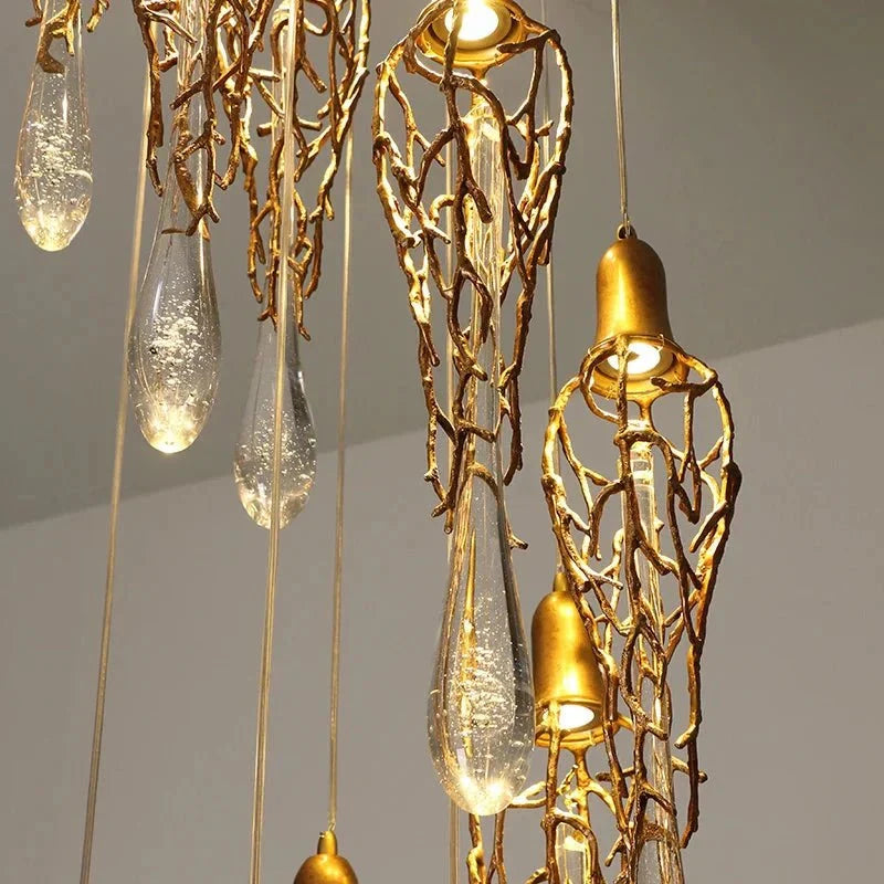 Stairwell Branch Strata Crystal Spiral Chandelier - Copper5 Lightscasivra