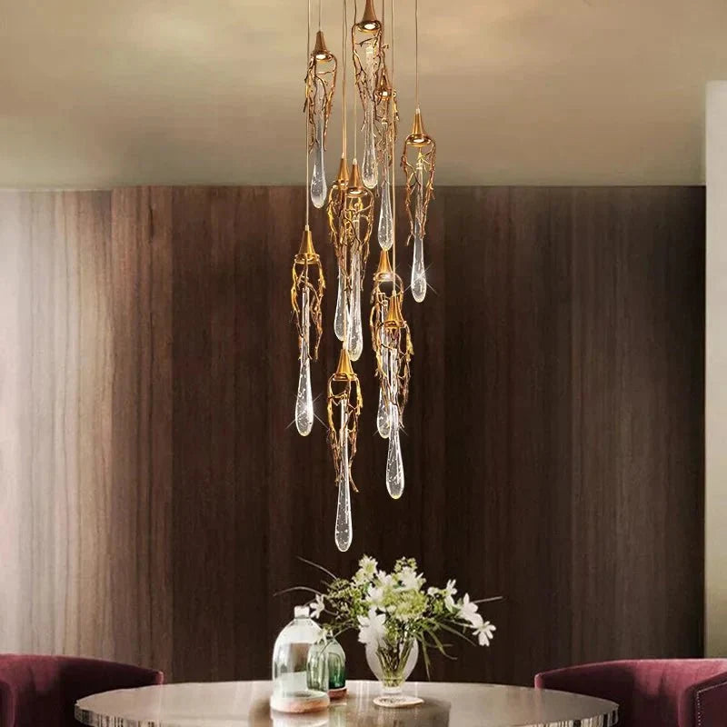Stairwell Branch Strata Crystal Spiral Chandelier - Copper5 Lightscasivra