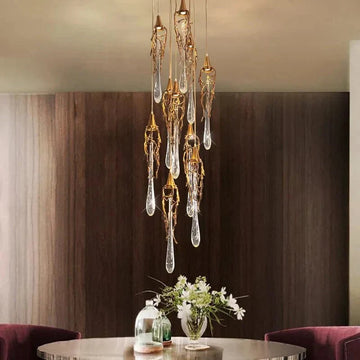 Stairwell Branch Strata Crystal Spiral Chandelier - Copper5 Lightscasivra