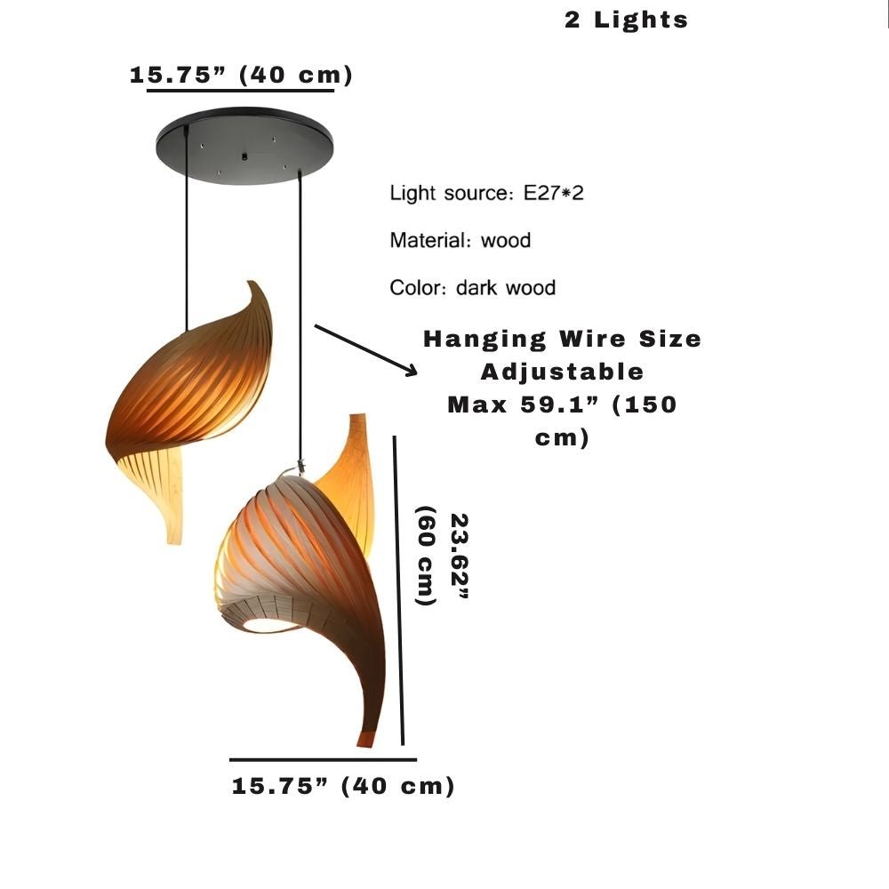 Storm Modern Pendant Chandelier - Light Wood2 LightsWarm White 3000Kcasivra