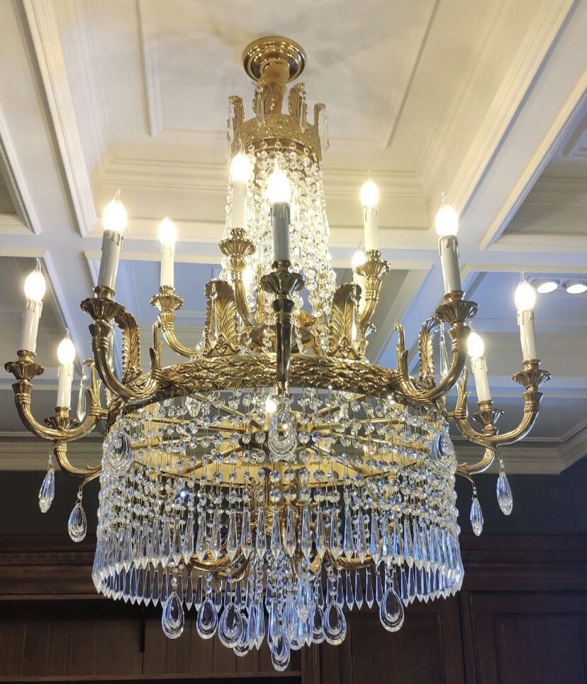 Stunning Oversized Luxury Golden Metal Candle Crystal Tassel Chandelier For High - ceiling Staircase/Entryway/Living/Meeting Room - 1 Layer: D 39.4"*H 39.4"Warm Lightcasivra