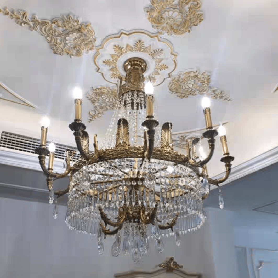 Stunning Oversized Luxury Golden Metal Candle Crystal Tassel Chandelier For High - ceiling Staircase/Entryway/Living/Meeting Room - 1 Layer: D 39.4"*H 39.4"Warm Lightcasivra
