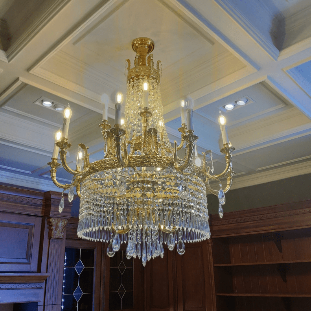 Stunning Oversized Luxury Golden Metal Candle Crystal Tassel Chandelier For High - ceiling Staircase/Entryway/Living/Meeting Room - 1 Layer: D 39.4"*H 39.4"Warm Lightcasivra