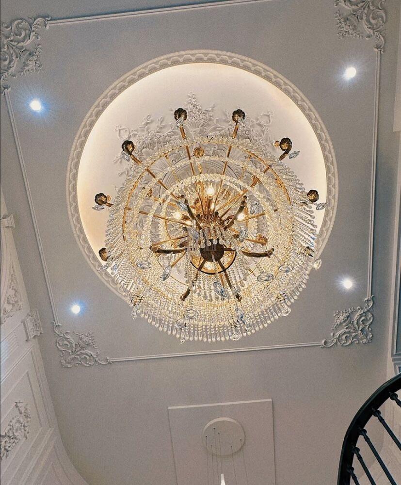 Stunning Oversized Luxury Golden Metal Candle Crystal Tassel Chandelier For High - ceiling Staircase/Entryway/Living/Meeting Room - 1 Layer: D 39.4"*H 39.4"Warm Lightcasivra