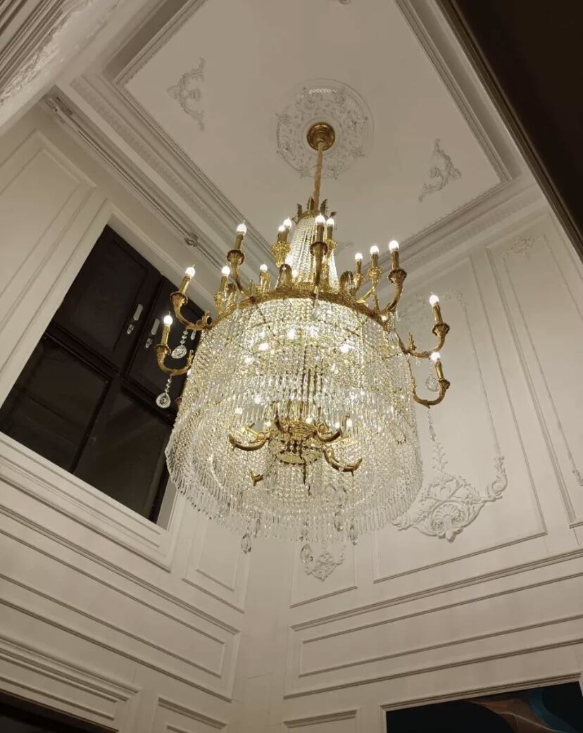 Stunning Oversized Luxury Golden Metal Candle Crystal Tassel Chandelier For High - ceiling Staircase/Entryway/Living/Meeting Room - 1 Layer: D 39.4"*H 39.4"Warm Lightcasivra
