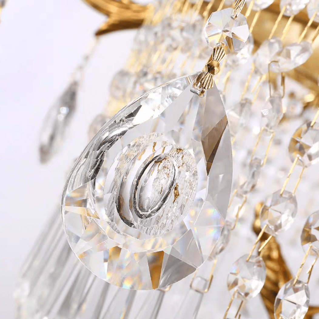 Stunning Oversized Luxury Golden Metal Candle Crystal Tassel Chandelier For High - ceiling Staircase/Entryway/Living/Meeting Room - 1 Layer: D 39.4"*H 39.4"Warm Lightcasivra
