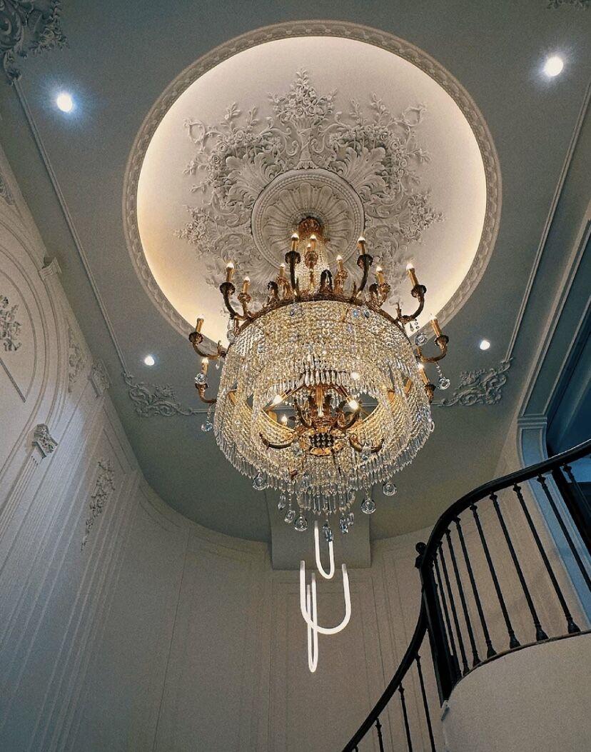 Stunning Oversized Luxury Golden Metal Candle Crystal Tassel Chandelier For High - ceiling Staircase/Entryway/Living/Meeting Room - 1 Layer: D 39.4"*H 39.4"Warm Lightcasivra