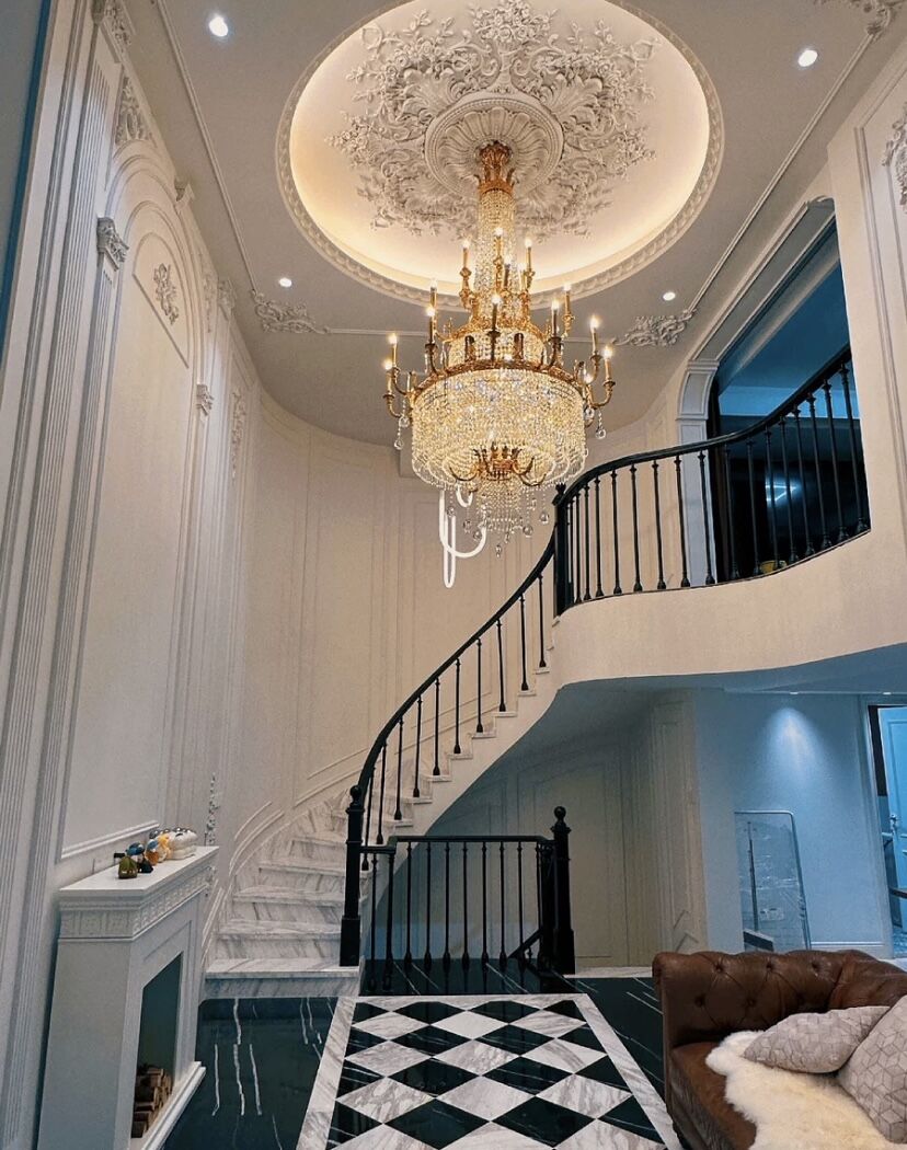 Stunning Oversized Luxury Golden Metal Candle Crystal Tassel Chandelier For High - ceiling Staircase/Entryway/Living/Meeting Room - 1 Layer: D 39.4"*H 39.4"Warm Lightcasivra