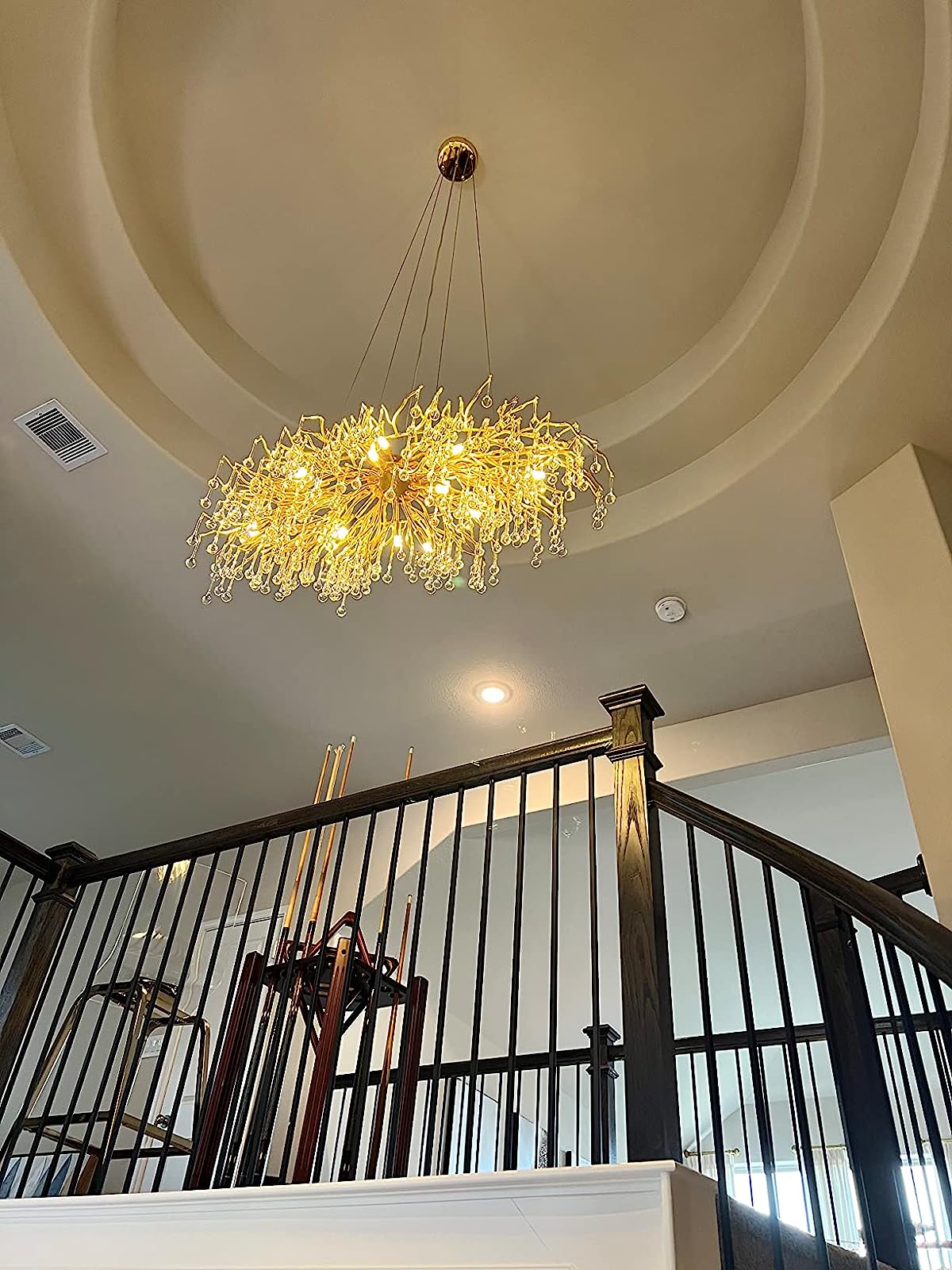 Stunning Tree Branch Crystal Chandelier with Clear Teardrop - shaped for Living/Dining Room - Round D31.5”*H21.7”/10 LightsGoldWarm Lightcasivra
