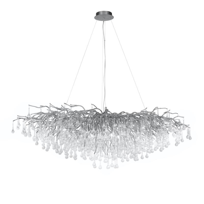 Stunning Tree Branch Crystal Chandelier with Clear Teardrop - shaped for Living/Dining Room - Rectangle L39.4”*W25.6”*H25.6”/10 Lights/27kgChromeWarm Lightcasivra