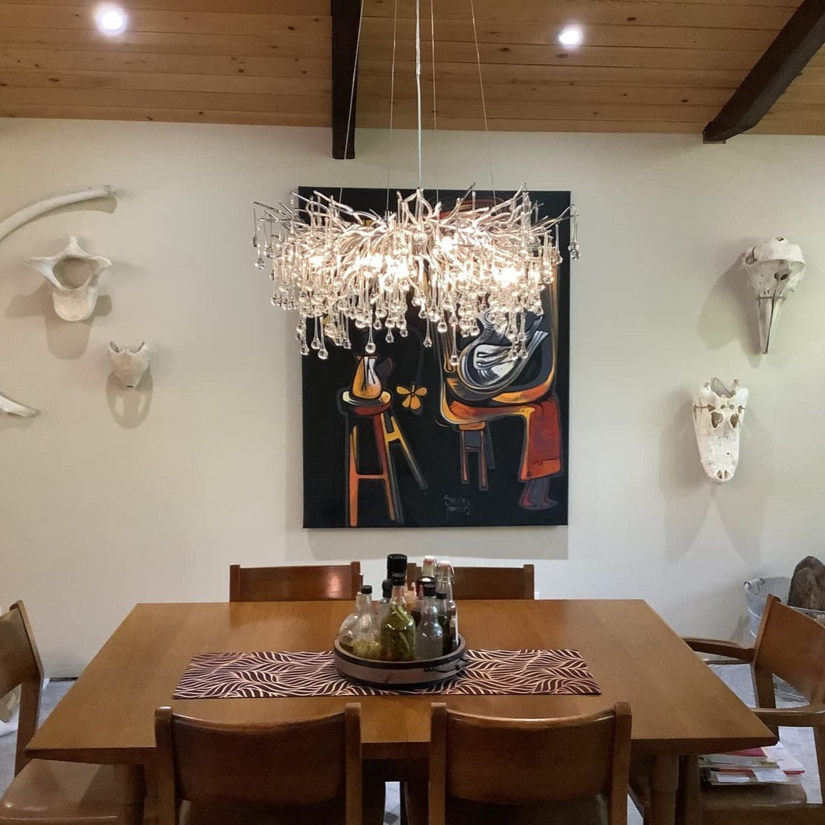 Stunning Tree Branch Crystal Chandelier with Clear Teardrop - shaped for Living/Dining Room - Round D25.6”*H15.8”/8 LightsChromeWarm Lightcasivra