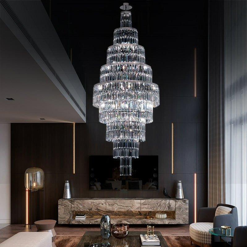 Stylish Foyer Hall Long Crystal Chandelier Large Staircase/ Entryway Decoration Ceiling Light Fixture-Chandeliers-casivra-casivra