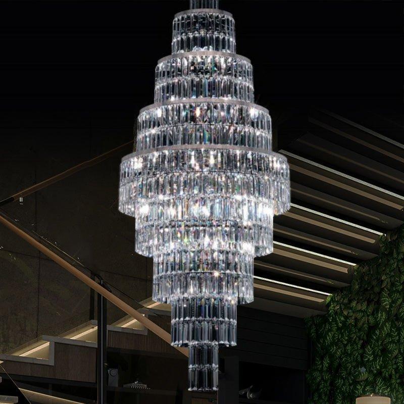 Stylish Foyer Hall Long Crystal Chandelier Large Staircase/ Entryway Decoration Ceiling Light Fixture-Chandeliers-casivra-casivra