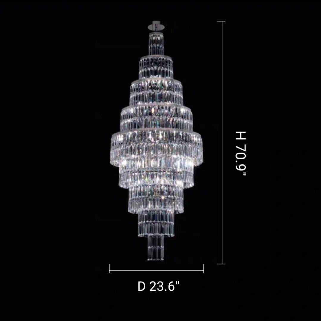 Stylish Foyer Hall Long Crystal Chandelier Large Staircase/ Entryway Decoration Ceiling Light Fixture-Chandeliers-casivra-casivra