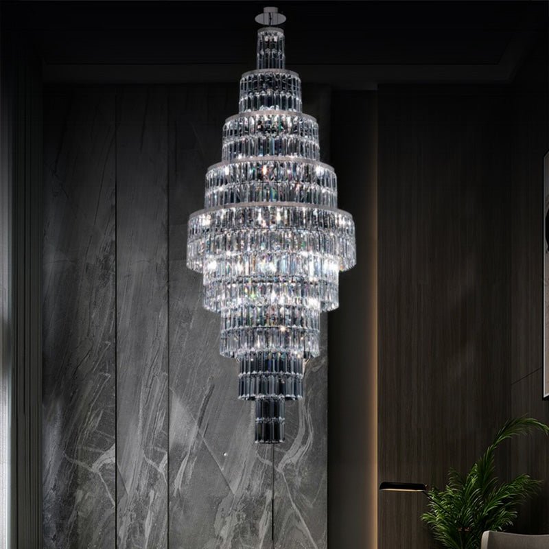 Stylish Foyer Hall Long Crystal Chandelier Large Staircase/ Entryway Decoration Ceiling Light Fixture-Chandeliers-casivra-casivra