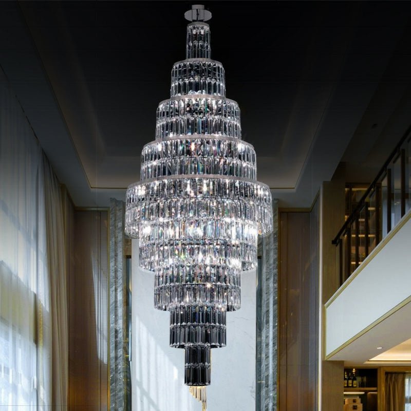 Stylish Foyer Hall Long Crystal Chandelier Large Staircase/ Entryway Decoration Ceiling Light Fixture-Chandeliers-casivra-casivra