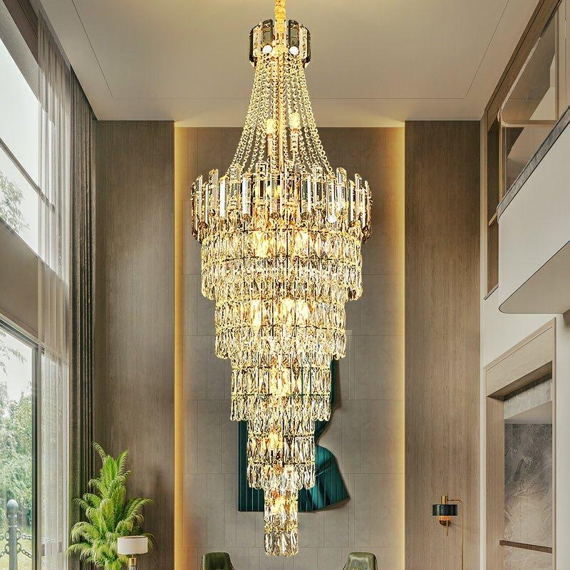 Stylish Foyer Long Staircase Chandelier Large Crystal Ceiling Lighting Fixture For Living Room Decoration-Chandeliers-casivra-casivra