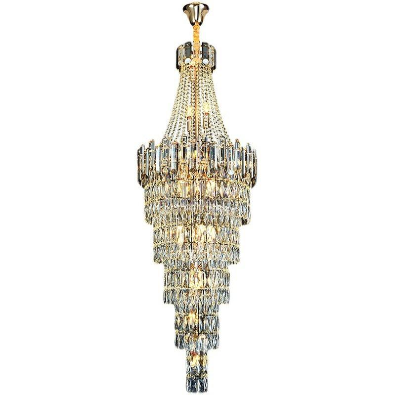 Stylish Foyer Long Staircase Chandelier Large Crystal Ceiling Lighting Fixture For Living Room Decoration-Chandeliers-casivra-casivra