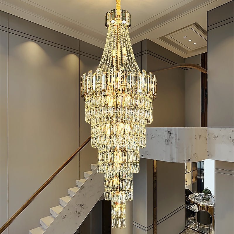 Stylish Foyer Long Staircase Chandelier Large Crystal Ceiling Lighting Fixture For Living Room Decoration-Chandeliers-casivra-casivra