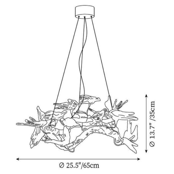 Swallow Branch Chandelier - Size: Dia 33.4″(85cm) x H 13.7″(35cm)Warm Lightcasivra