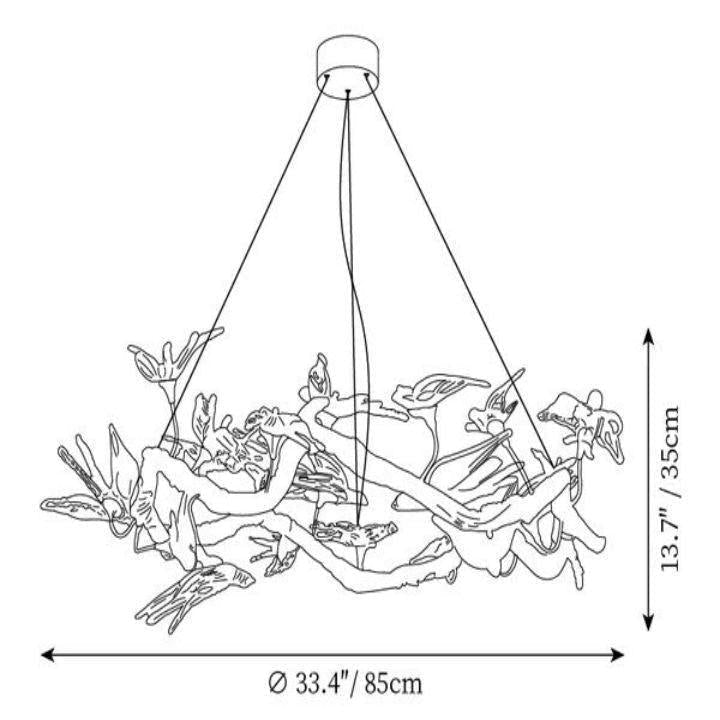 Swallow Branch Chandelier - Size: Dia 33.4″(85cm) x H 13.7″(35cm)Warm Lightcasivra