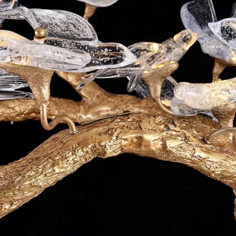 Swallow Glass Tree Branch Round Chandelier - 23.6" Dcasivra