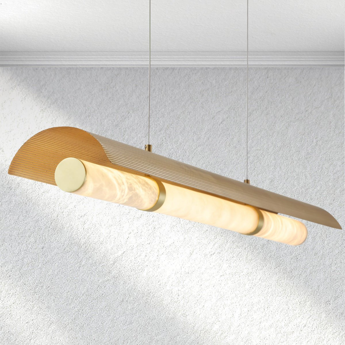 Swaroevan Mirage Alabaster Linear Chandelier - casivra