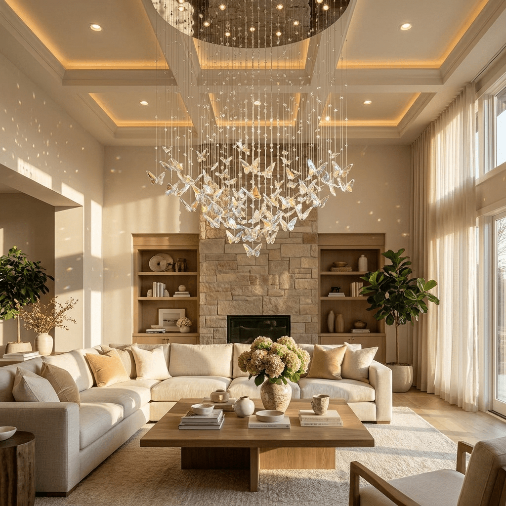 Sylvane LED K9 Crystal Branch Chandelier - L 59.1″ × W 11.8″ × H 59.1″Amber & ClearWarm Lightcasivra