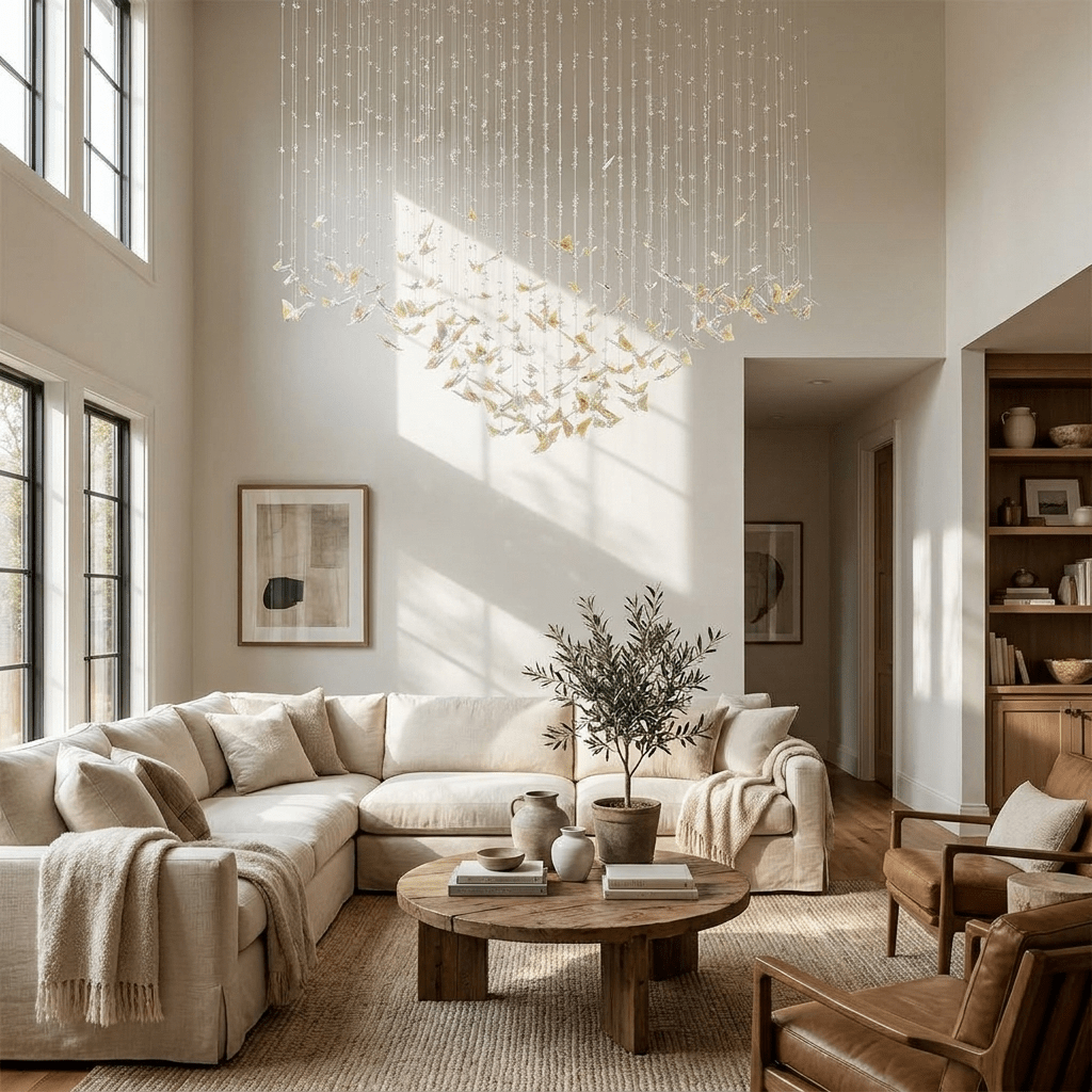 Sylvane LED K9 Crystal Branch Chandelier - L 59.1″ × W 11.8″ × H 59.1″Amber & ClearWarm Lightcasivra