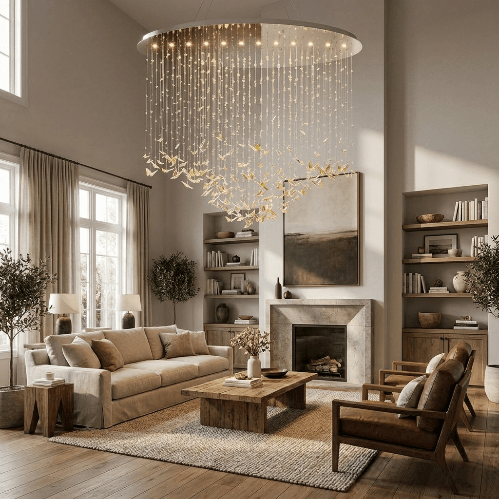 Sylvane LED K9 Crystal Branch Chandelier - L 59.1″ × W 11.8″ × H 59.1″Amber & ClearWarm Lightcasivra