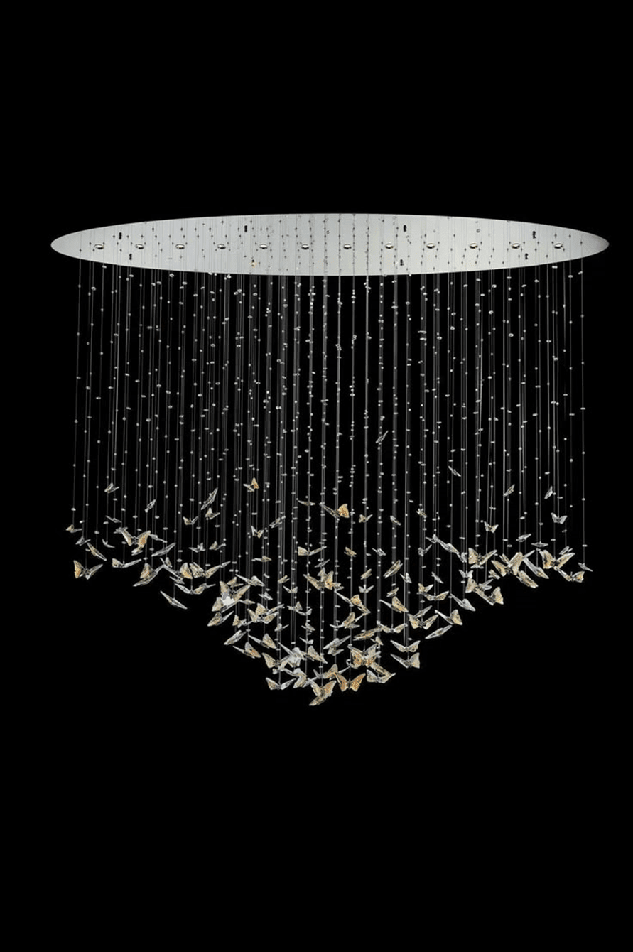 Sylvane LED K9 Crystal Branch Chandelier - L 59.1″ × W 11.8″ × H 59.1″Amber & ClearWarm Lightcasivra