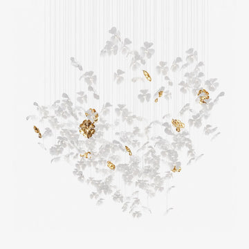 Sylvara Ceramic Blossom Chandelier - Dia 23.6″ × H 39.4″Gold & WhiteWarm Lightcasivra