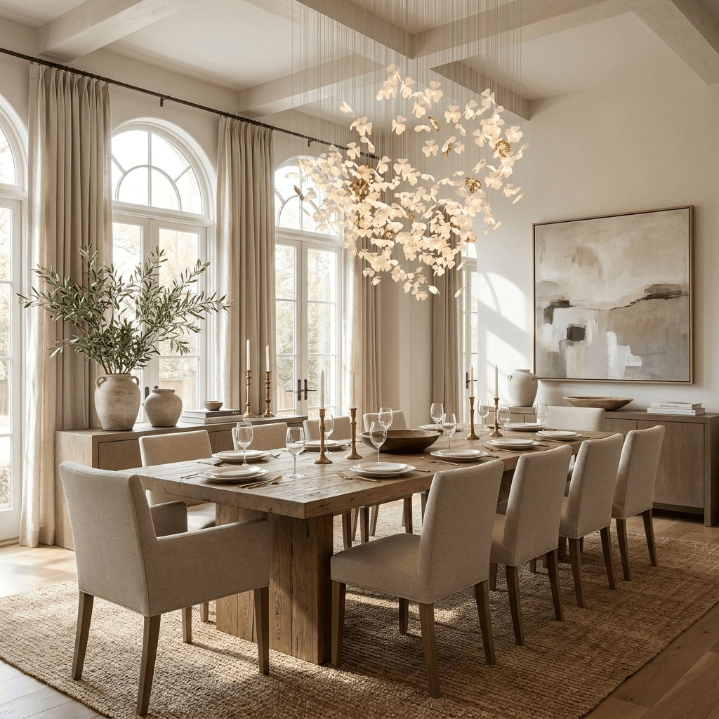 Sylvara Ceramic Blossom Chandelier - Dia 23.6″ × H 39.4″Gold & WhiteWarm Lightcasivra