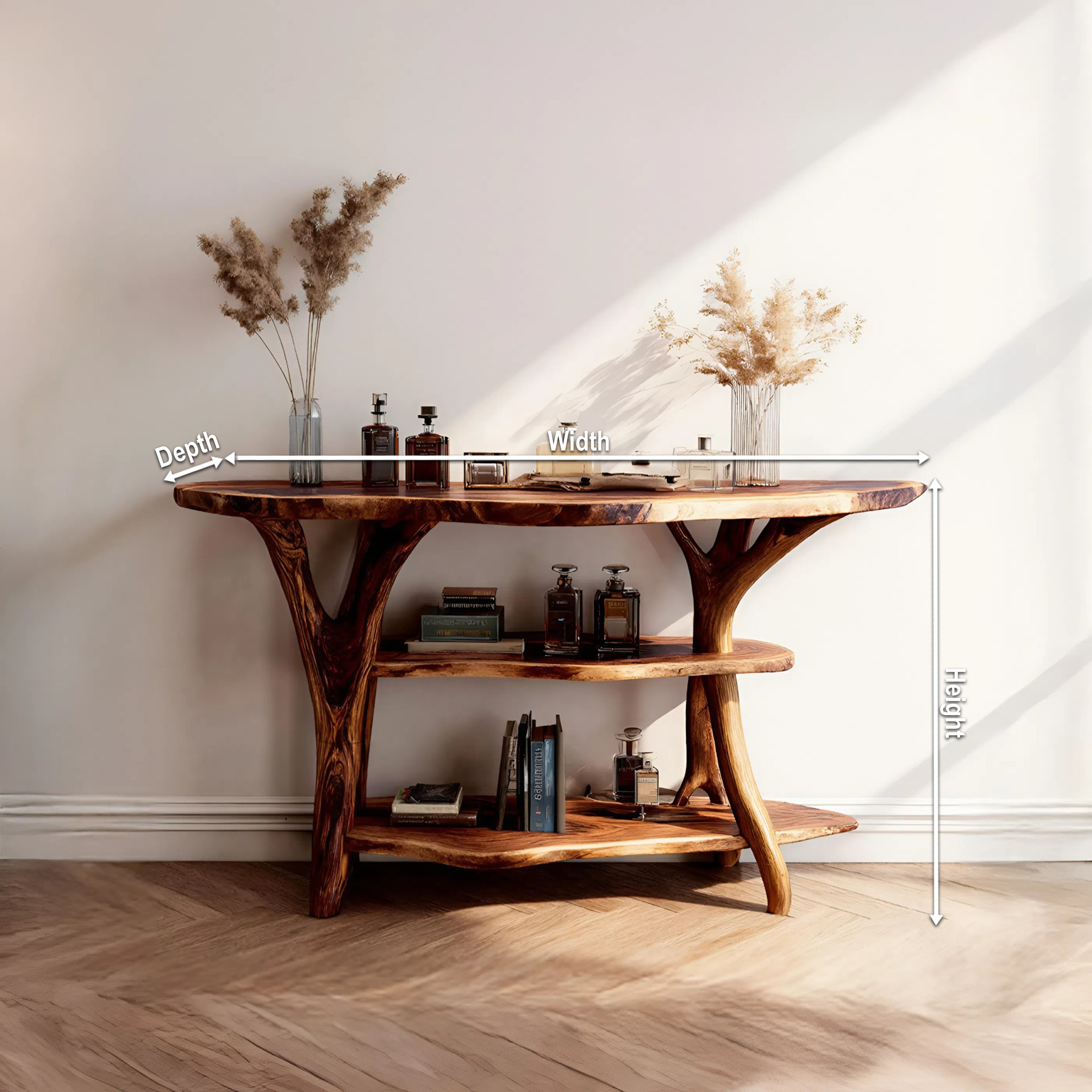Handcrafted Wooden Live Edge Console Table For Stylish Entryway Furniture