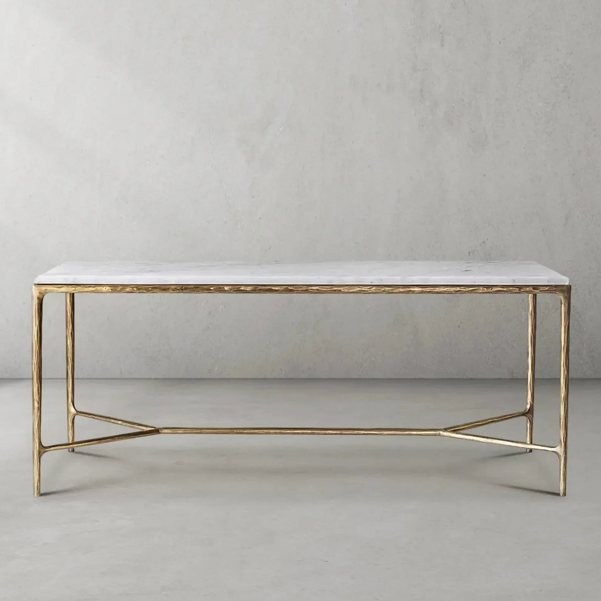 Hand-Forged Metal Rectangle Marble Desk