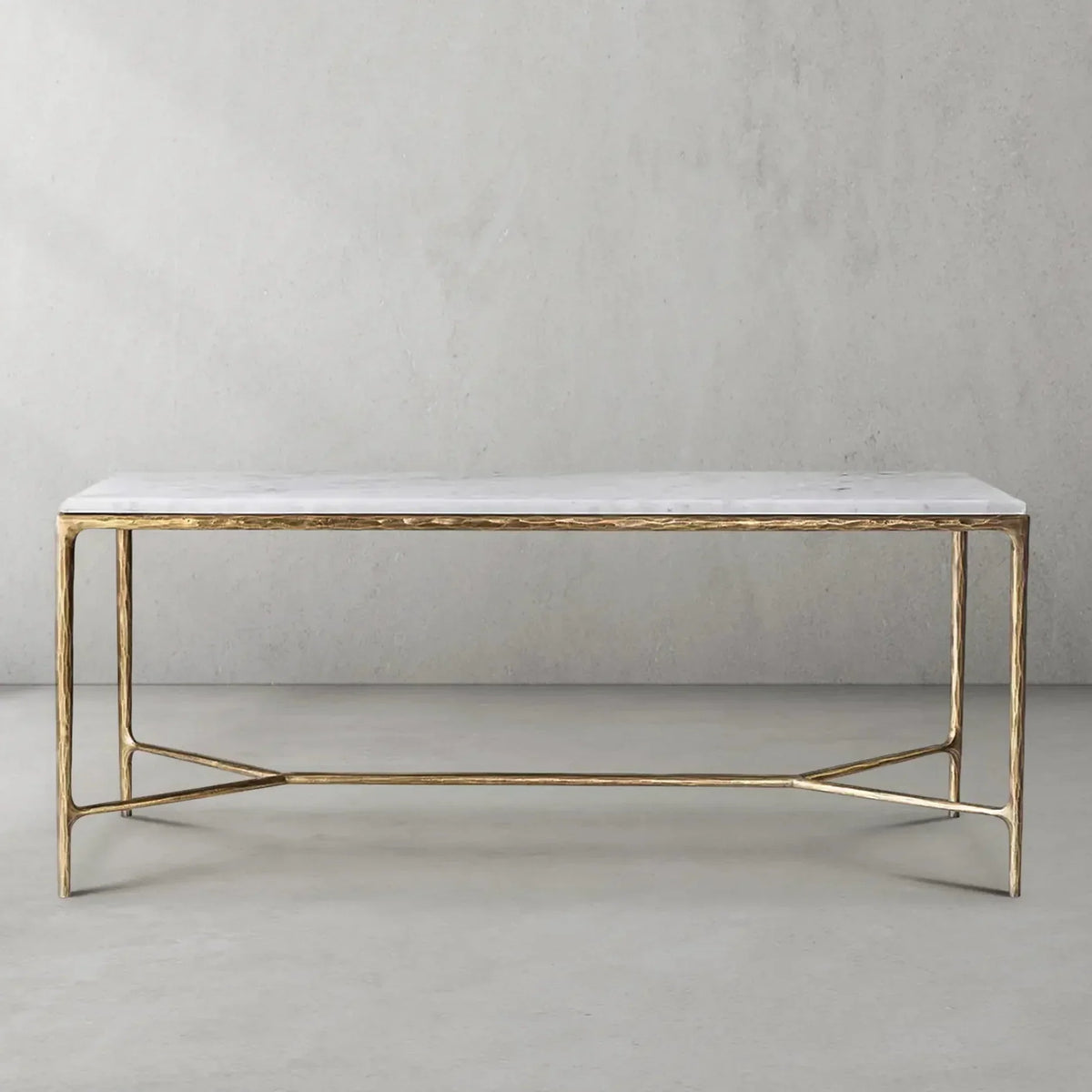 Hand-Forged Metal Rectangle Marble Desk