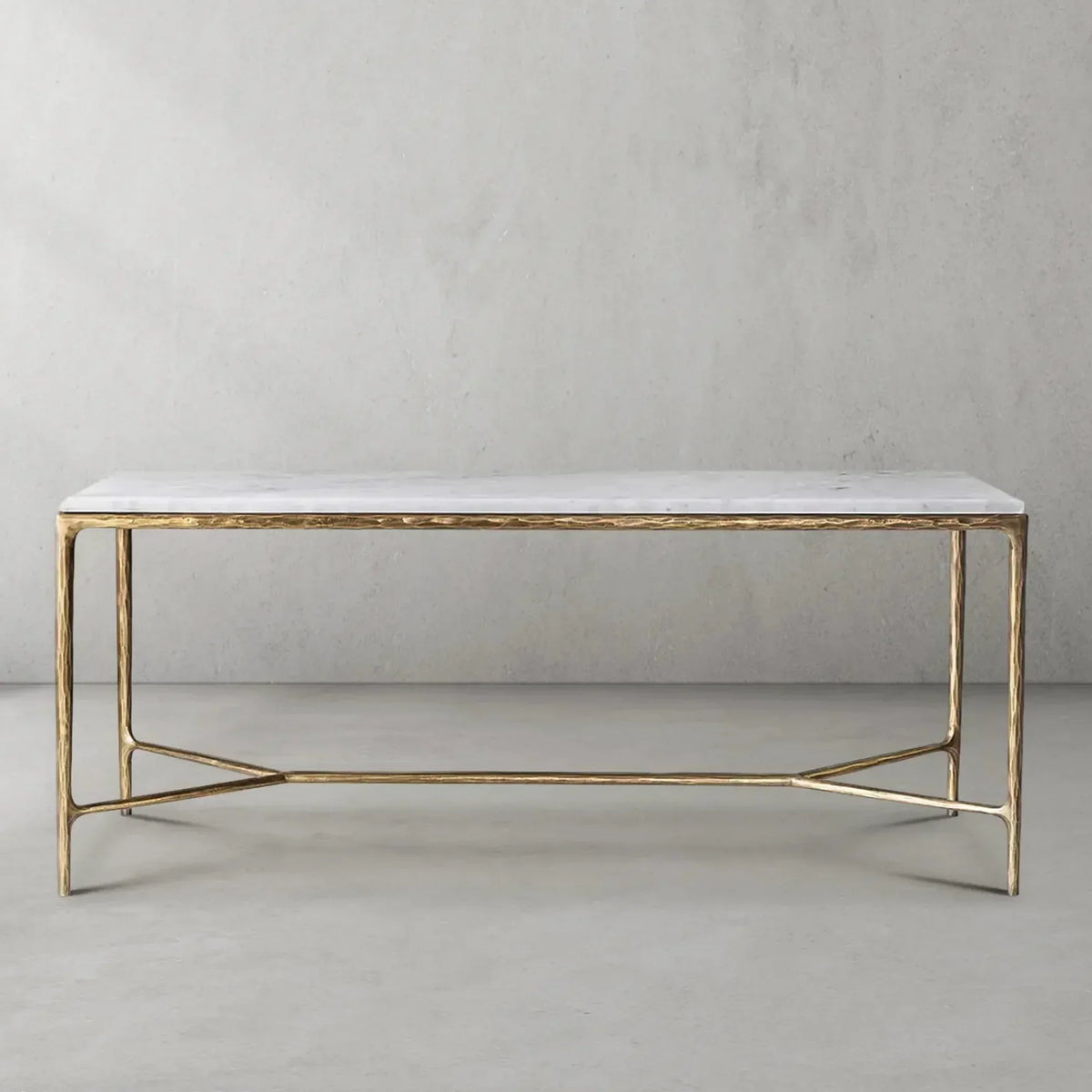 Hand-Forged Metal Rectangle Marble Desk
