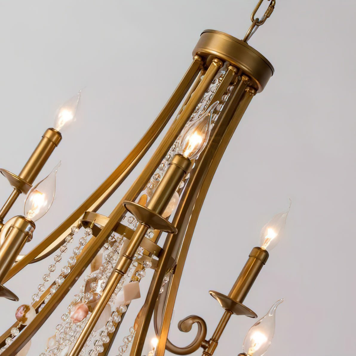 Tatum Lux Shell Crystal Chandelier - 9 Heads ∅ 31.5″ x H 47.2″/ Dia 80cm x H 120cmCopper & Clear Crystalcasivra