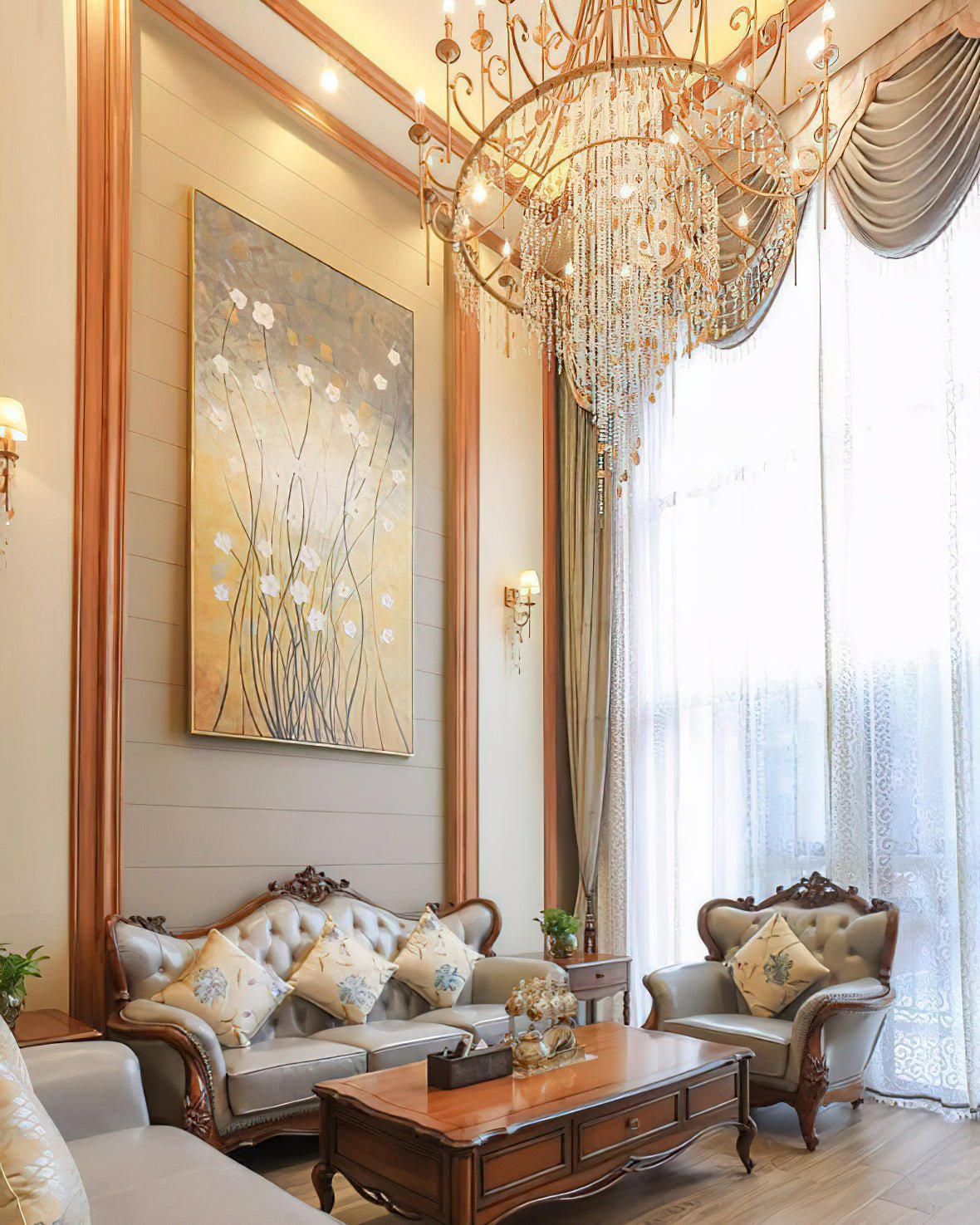 Tatum Lux Shell Crystal Chandelier - 9 Heads ∅ 31.5″ x H 47.2″/ Dia 80cm x H 120cmCopper & Clear Crystalcasivra
