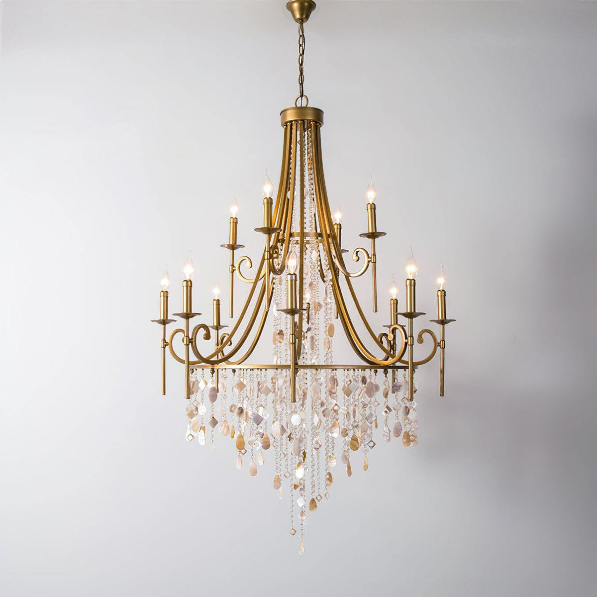 Tatum Lux Shell Crystal Chandelier - 12 Heads ∅ 37.4″ x H 55.1″ / Dia 95cm x H 140cmCopper & Clear Crystalcasivra