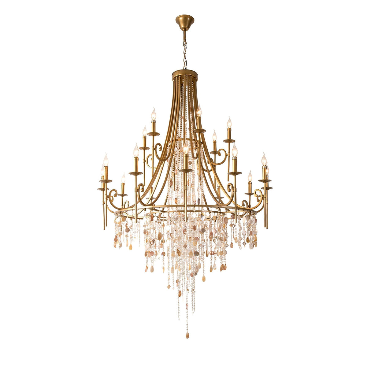 Tatum Lux Shell Crystal Chandelier - 18 Heads ∅ 47.2″ x H 70.9″ / Dia 120cm x H 180cmCopper & Clear Crystalcasivra