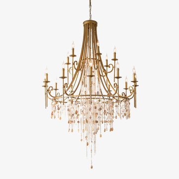 Tatum Lux Shell Crystal Chandelier - 9 Heads ∅ 31.5″ x H 47.2″/ Dia 80cm x H 120cmCopper & Clear Crystalcasivra