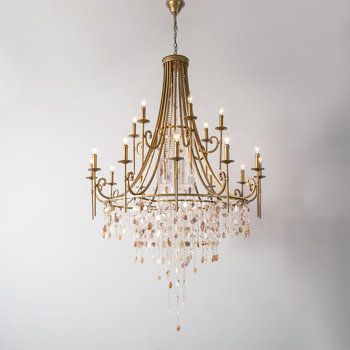 Tatum Lux Shell Crystal Chandelier - 18 Heads ∅ 47.2″ x H 70.9″ / Dia 120cm x H 180cmCopper & Clear Crystalcasivra