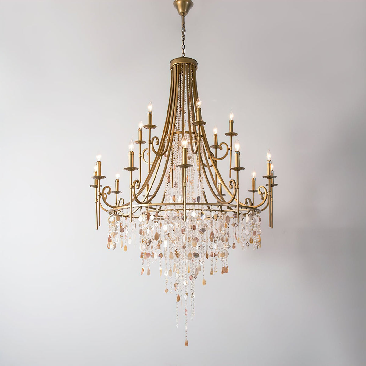 Tatum Lux Shell Crystal Chandelier - 18 Heads ∅ 47.2″ x H 70.9″ / Dia 120cm x H 180cmCopper & Clear Crystalcasivra