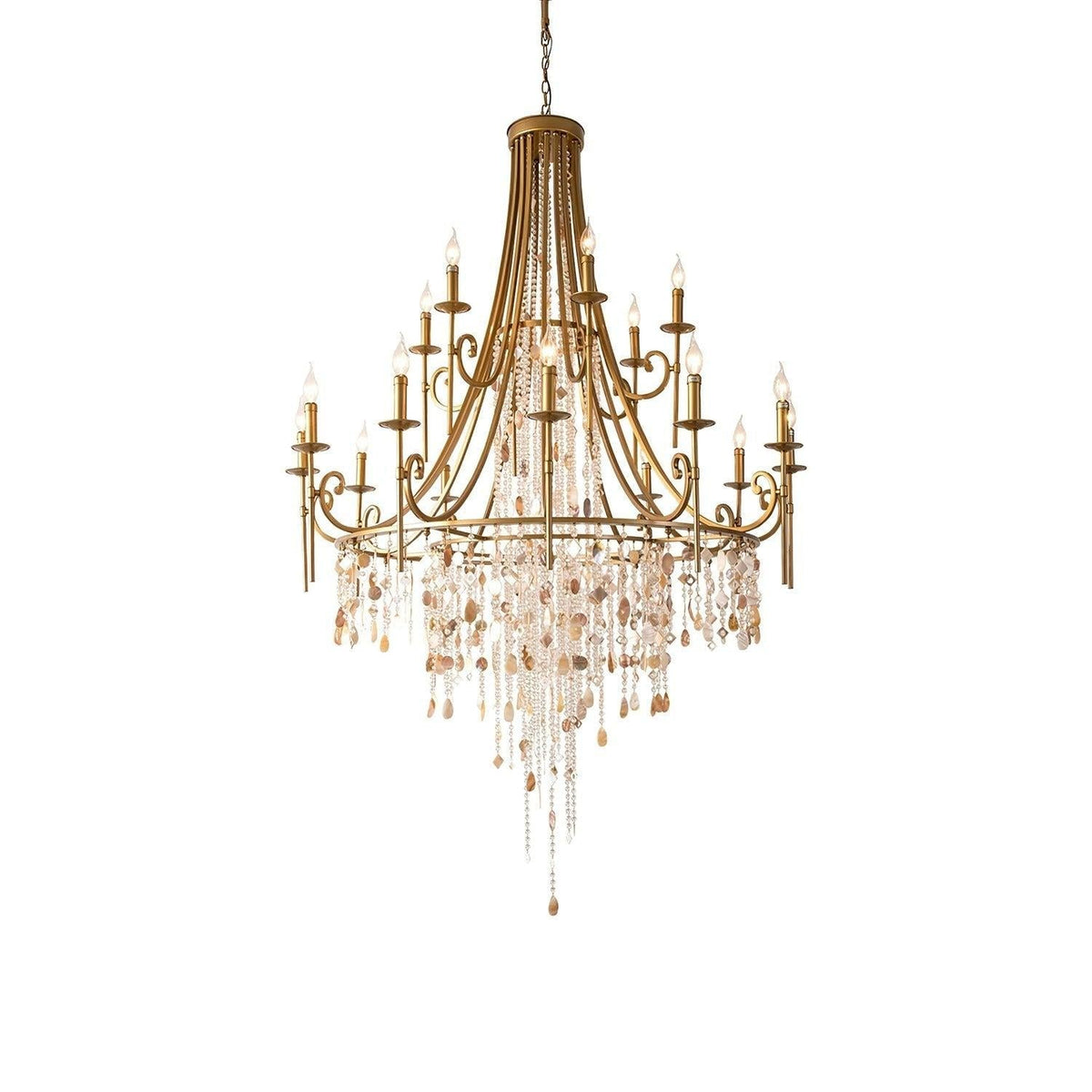 Tatum Lux Shell Crystal Chandelier - 18 Heads ∅ 47.2″ x H 70.9″ / Dia 120cm x H 180cmCopper & Clear Crystalcasivra