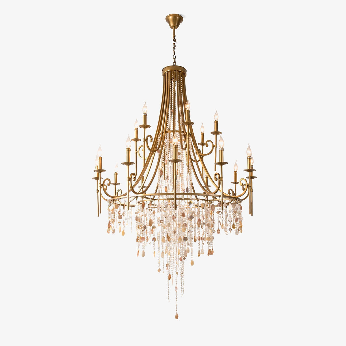 Tatum Lux Shell Crystal Chandelier - 18 Heads ∅ 47.2″ x H 70.9″ / Dia 120cm x H 180cmCopper & Clear Crystalcasivra