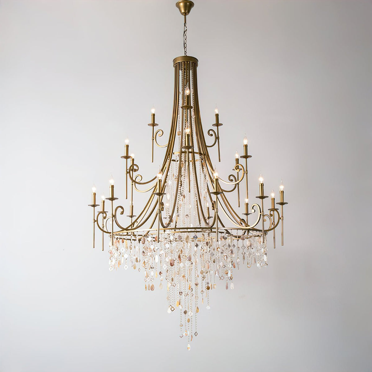Tatum Lux Shell Crystal Chandelier - 21 Heads ∅ 54.3″ x H 86.6″ / Dia 138cm x H 220 cmCopper & Clear Crystalcasivra