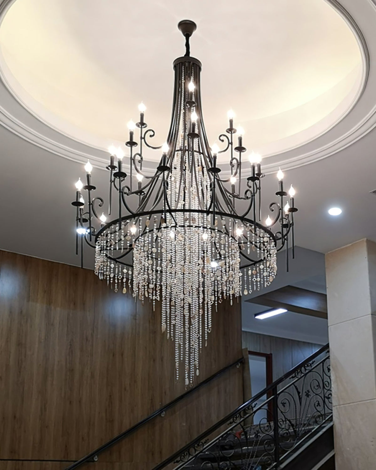 Tatum Lux Shell Crystal Chandelier - 18 Heads ∅ 47.2″ x H 70.9″ / Dia 120cm x H 180cmCopper & Clear Crystalcasivra