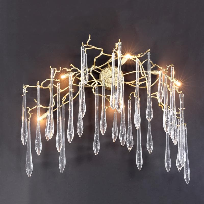 Teardrop Crystal Branch Brass Wall Sconce - W45" X D24" X H80"casivra